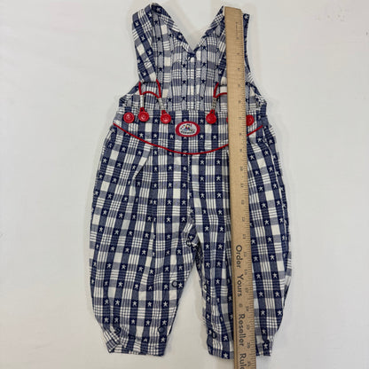 90s Kids Toddler Infant Vintage Baby B’Gosh Oshkosh 2 Piece Set Navy White Star Pattern Overall White T-shirt/ 3m 6m 24m/ Made in USA