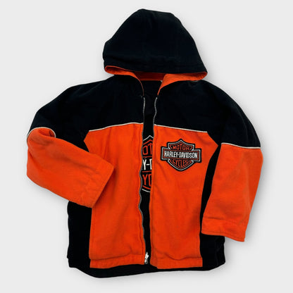 Kids Youth Reversible Fleece Harley Davidson Zip Jacket With Pockets Big Logo S 8Y 9Y 10Y