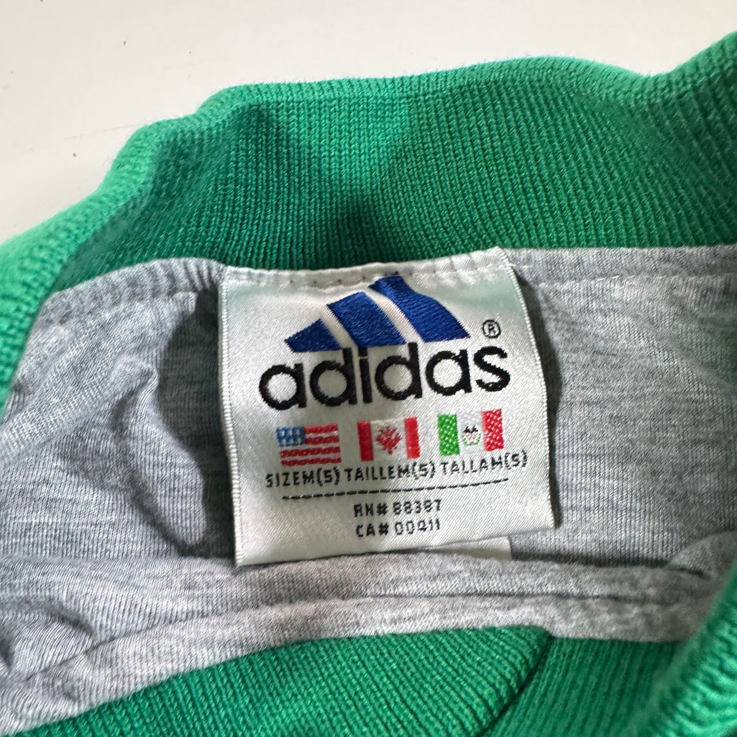 90s Kids Vintage Adidas Light Weight Green Lined Windbreaker Jacket Sweatshirt Big Logo M 5Y