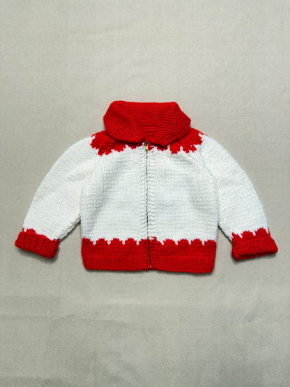 70s 80s Kids Toddler Vintage Carousel Embroidered Shawl Collar Talon Zipper Cowichan Sweater / 3T 4T 5T