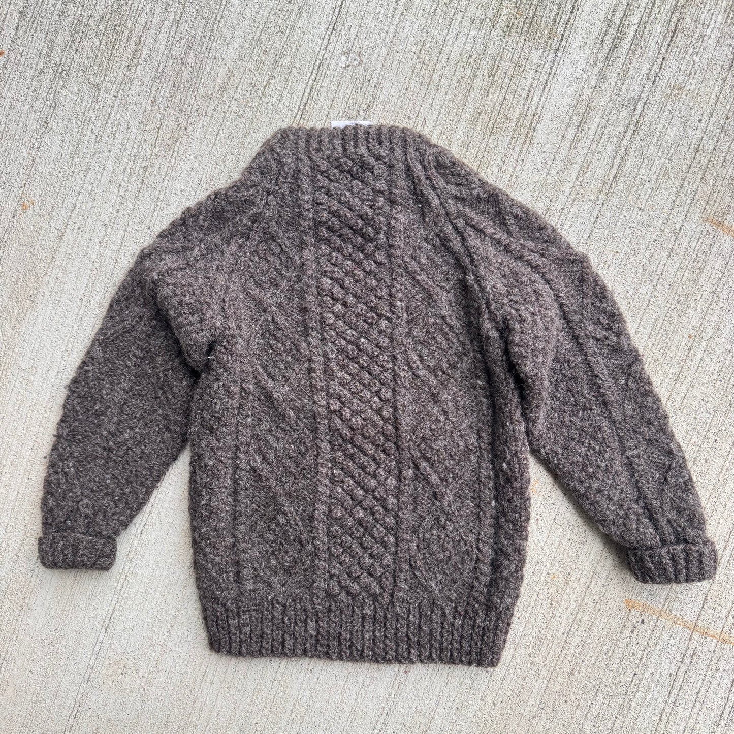 Toddler Kids Vintage Kennedy of Ardara Brown 100% Wool Irish Knit Pullover 4Y 5Y