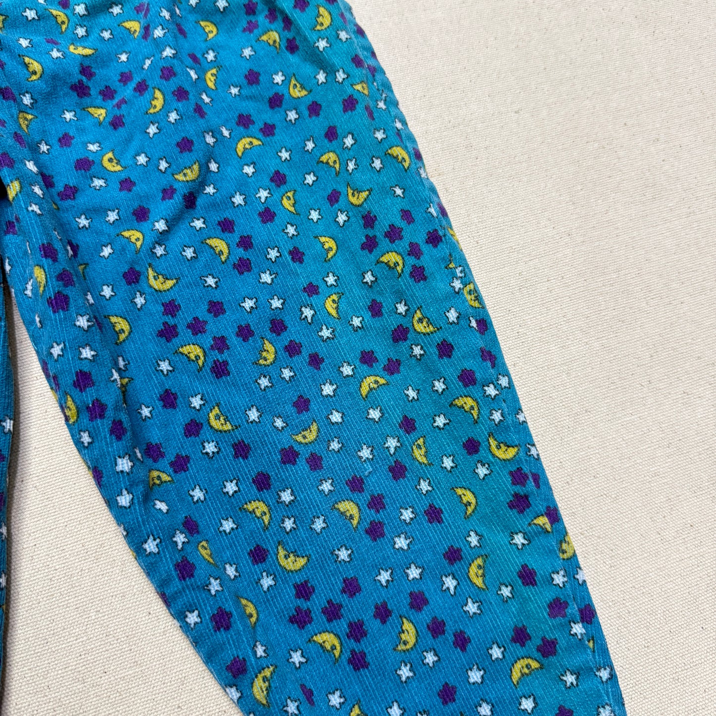 90s Kids Toddler Vintage Star Moon AOP Longsleeve Tshirt & Corduroy Overall 2pc Set / 24m 2T 3T