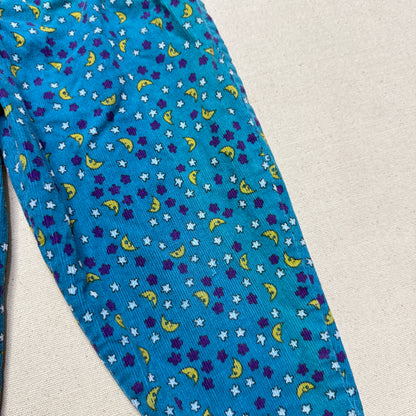 90s Kids Toddler Vintage Star Moon AOP Longsleeve Tshirt & Corduroy Overall 2pc Set / 24m 2T 3T