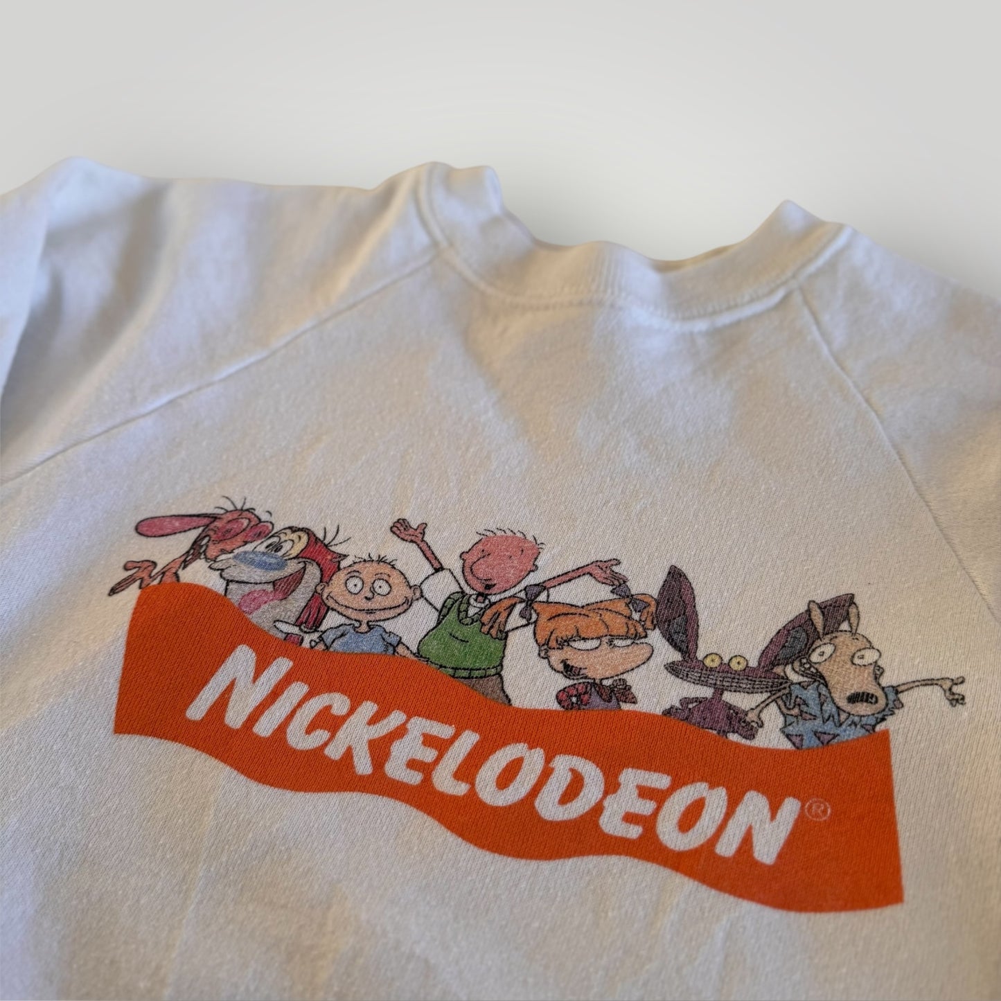 90s Kids Vintage White Nickelodeon Crew Sweatshirt Made In USA 7Y 8Y 9Y