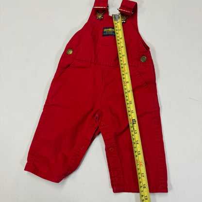 90s Kids Baby Solid Red Oshkosh B’Gosh Overall 100% Cotton /6m/9m/ Made in USA