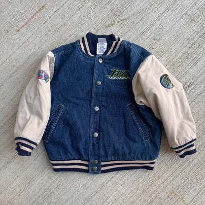 90s Kids Vintage Disney Buzz Lightyear Denim Varsity Jacket 4Y 5Y XS