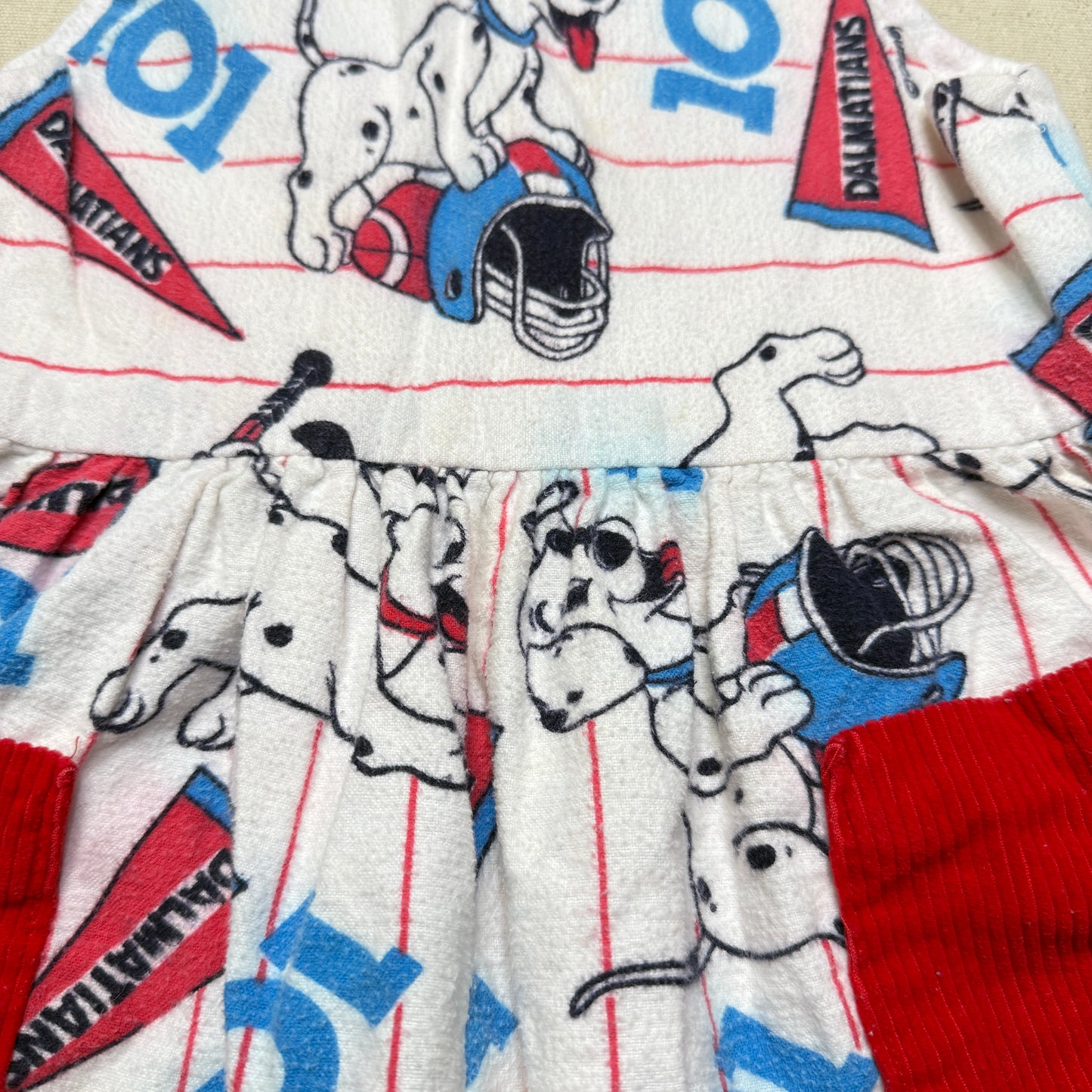 90s Kids Vintage Handmade Dalmatian Loose Fit Overall & Corduroy Zip Up Jacket 2pc Set / 4T 5T