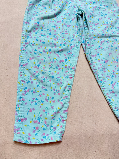 90s Kids Vintage Oshkosh Bgosh Flower AOP Mint Green Cross Front Lightweight Overall / 4T 5T 6y / Made in USA