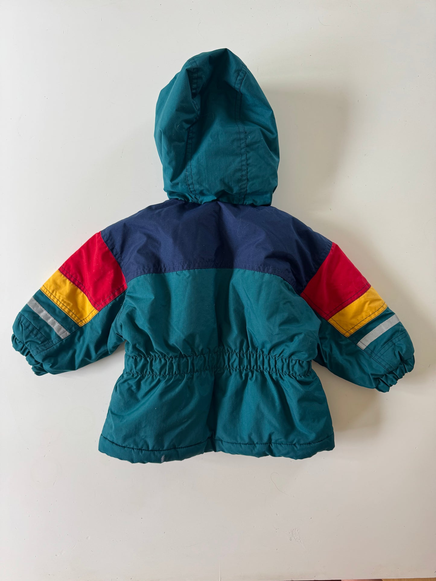200s Kids Toddler Infant Vintage Baby B’Gosh Oshkosh Thick Multicolour Zip Hooded Jacket//12m/18m