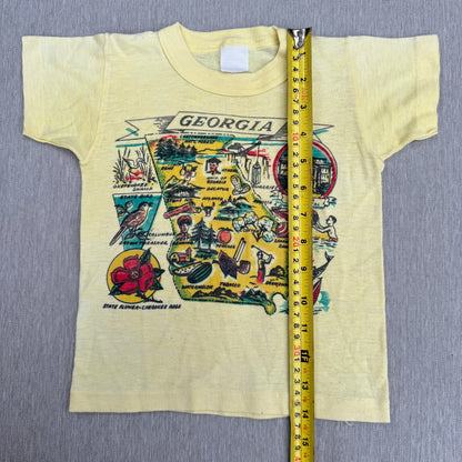 70s Kids Toddler Vintage Georgia State Print Souvenir Light Yellow Single Stitch Short Sleeve T-Shirt 2T 3T