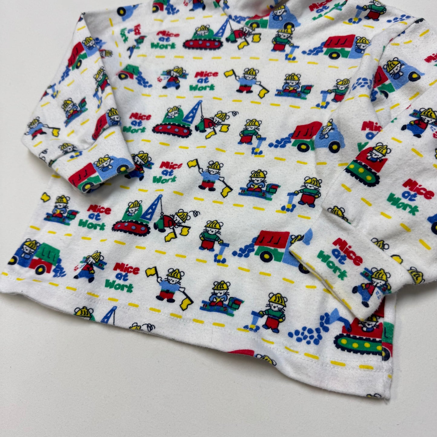 90s Kids Toddler Vintage Oshkosh Bgosh “ Mice at work” AOP Turtleneck Longsleeve Top / 2T/Made in USA