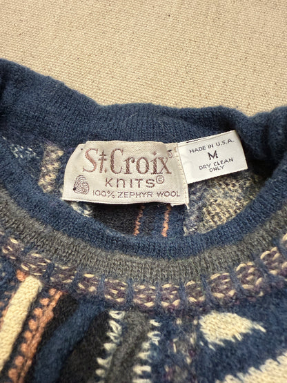 90s Kids Youth Vintage Coogi Style 100% Pure Wool Sweater / Made in USA / 7y 8y 9y