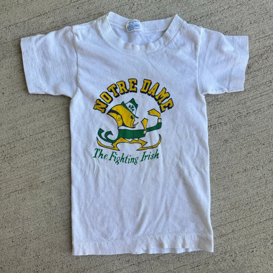 80s Vintage Kids Champion Notre Dame White T-shirt S 6Y 8Y Made in USA