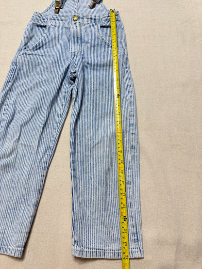 80s 90s Kids Vintage Oshkosh Bgosh Hickory Stripe Suspender Unique Design Slim Straight Overall / 4T 5T / Made in USA