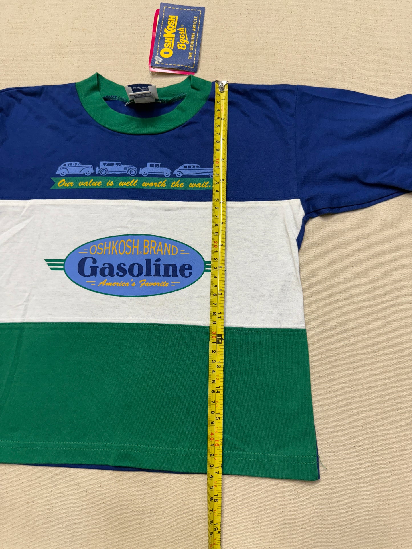 90s Kids Toddler Vintage Deadstock NWT Oshkosh Bgosh Car Design Thick Stripe Longsleeve Tshirt / 4T 5T / Made in USA