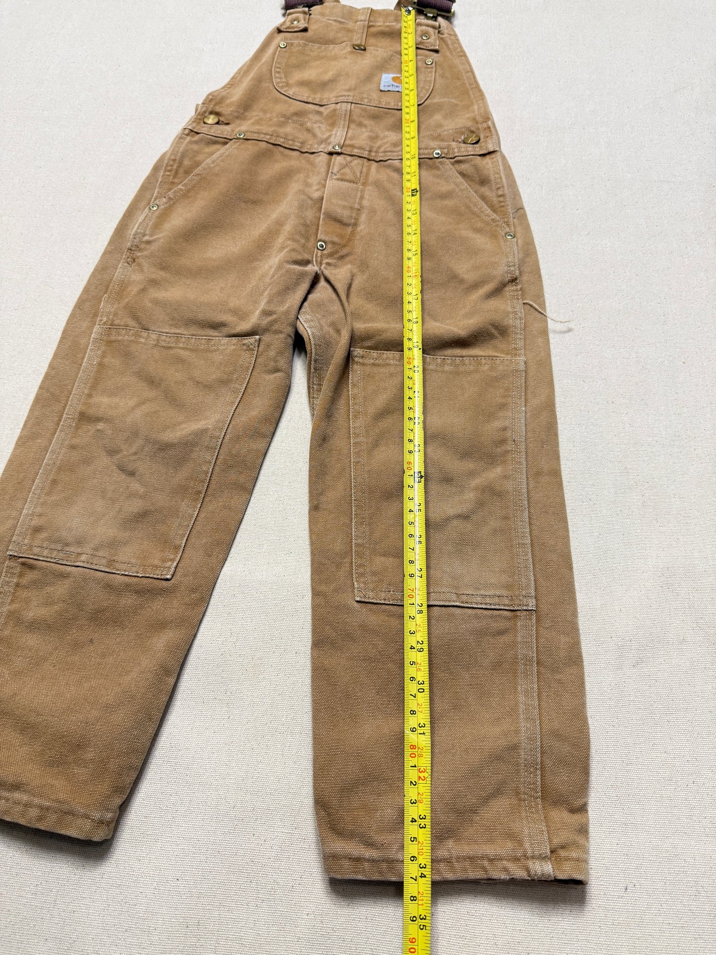 90s/2000 Kids Toddler Vintage Carhartt Canvas Double Knee Bib Light Brown Overall / 4T 5T 6y