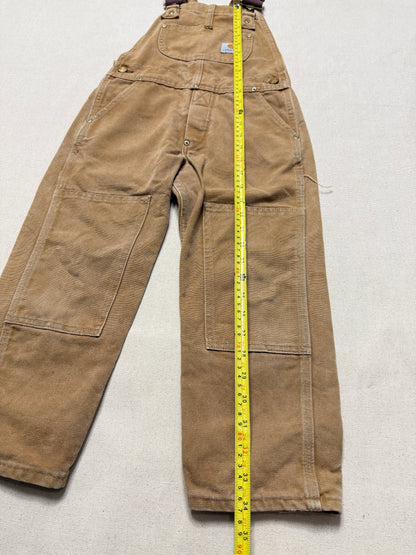 90s/2000 Kids Toddler Vintage Carhartt Canvas Double Knee Bib Light Brown Overall / 4T 5T 6y