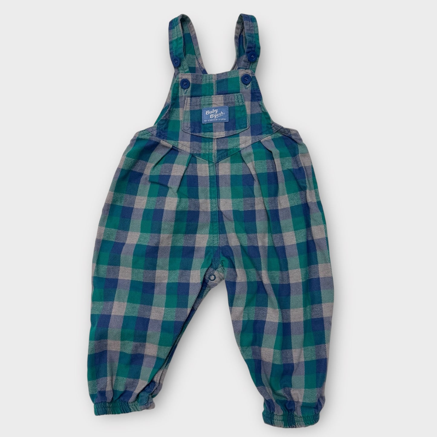 Baby Vintage Oshkosh B’Gosh Vestbak Plaid Bubble Overall 100% Cotton Blue Label 18m Made In USA