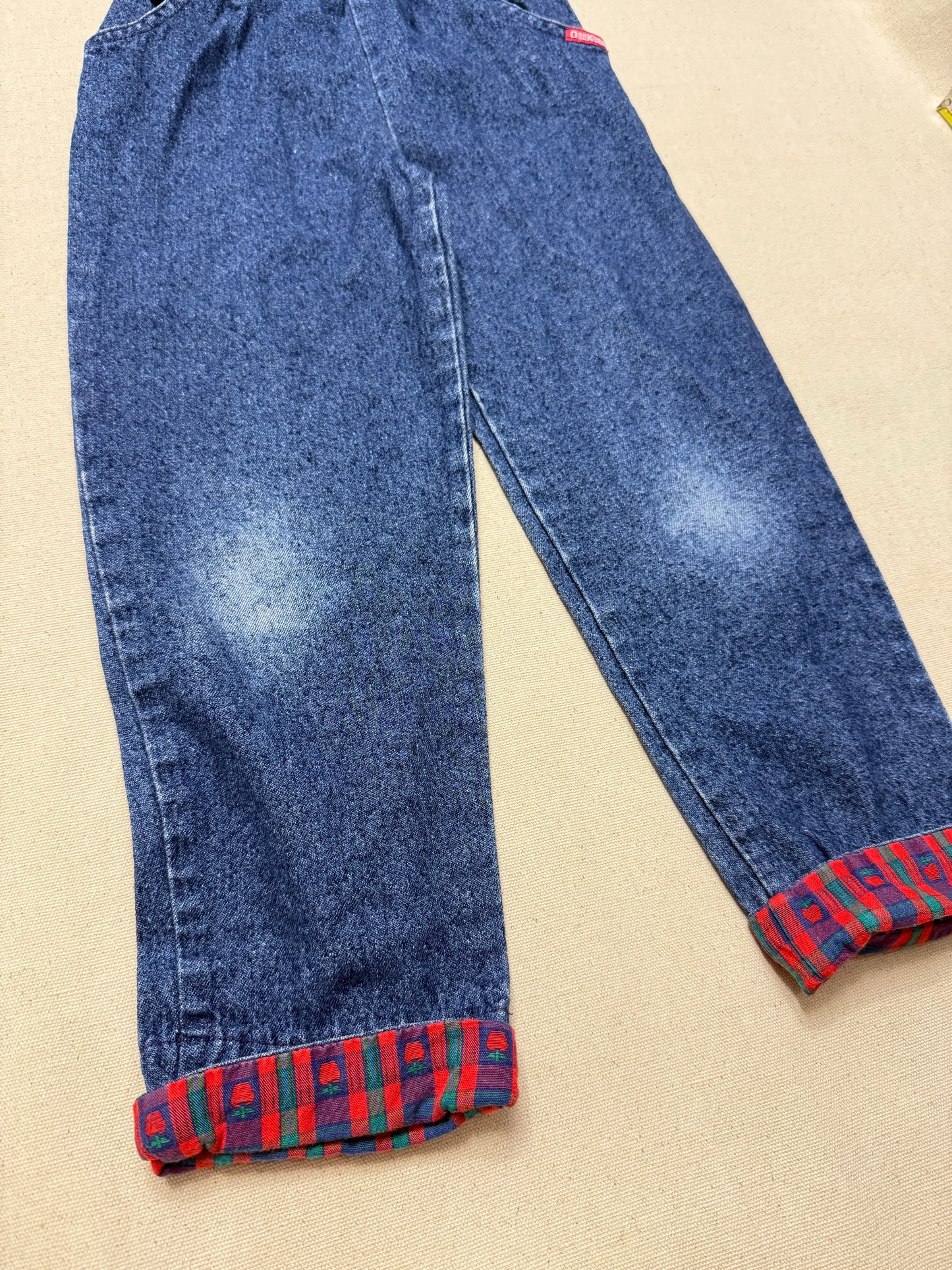 90s Kids Toddler Vintage Oshkosh Bgosh Apple Pattern Denim Pants / 4T 5T / Made in USA