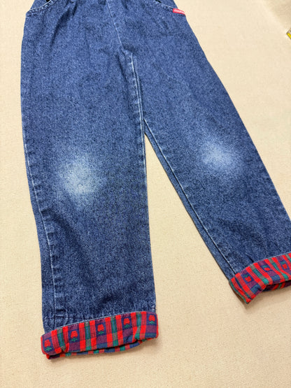 90s Kids Toddler Vintage Oshkosh Bgosh Apple Pattern Denim Pants / 4T 5T / Made in USA