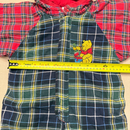 Vintage The Disney Store Winnie the Pooh Plaid Check Thick Winter Romper / 24m 2T 3T