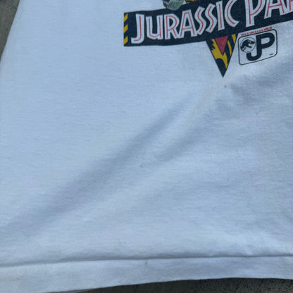 90s 1993 Kids Youth Vintage Jurassic Park T-Shirt 50/50 White T-Shirt Made in USA 12Y 13Y 14Y