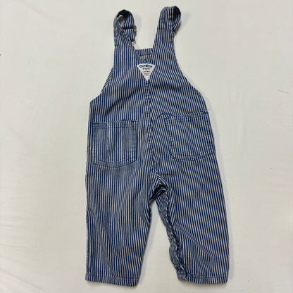 90s Kids Baby Vintage Oshkosh B’Gosh Lightweight Hickory Stripe  Denim Overall / 12m /