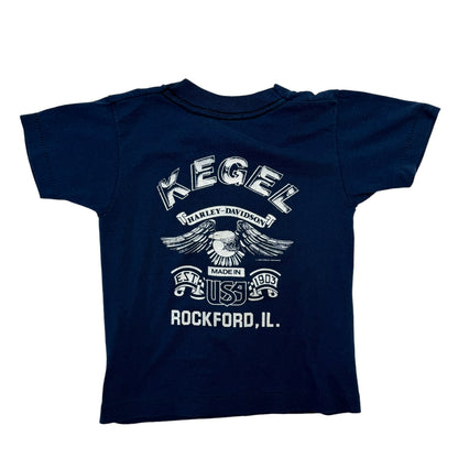 1985 Kids Toddler Vintage Harley Davidson Born in the USA Navy 50/50 T-Shirt 18m 24m 2Y 3Y 4Y