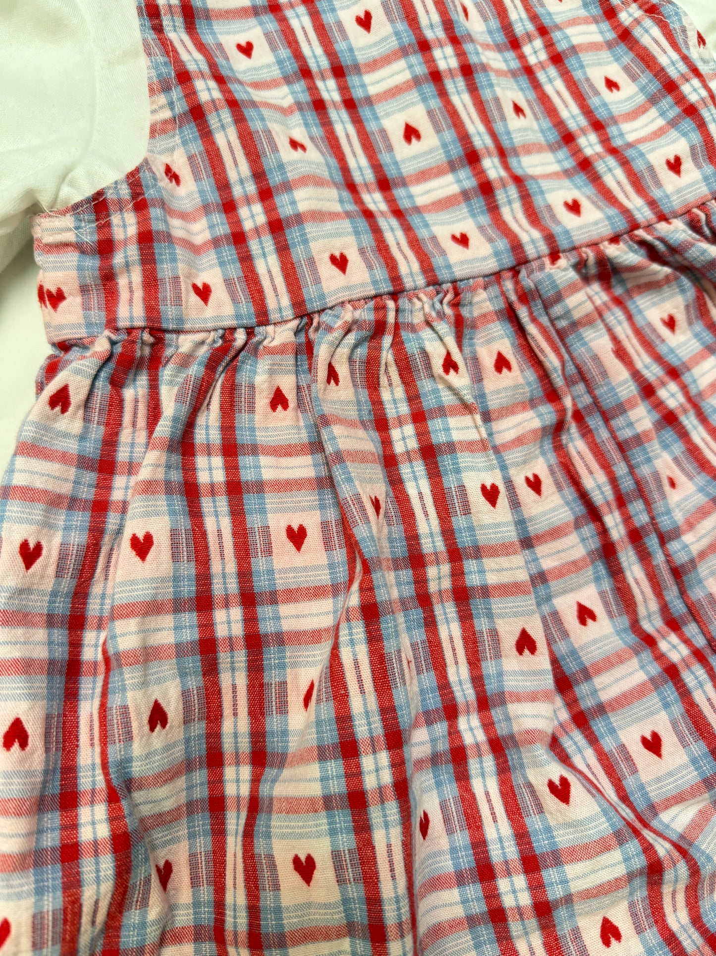 90s Kids Toddler Vintage Oshkosh Bgosh Heart AOP Check Dress and Floral Print Longsleeve Top 2pc Set  set