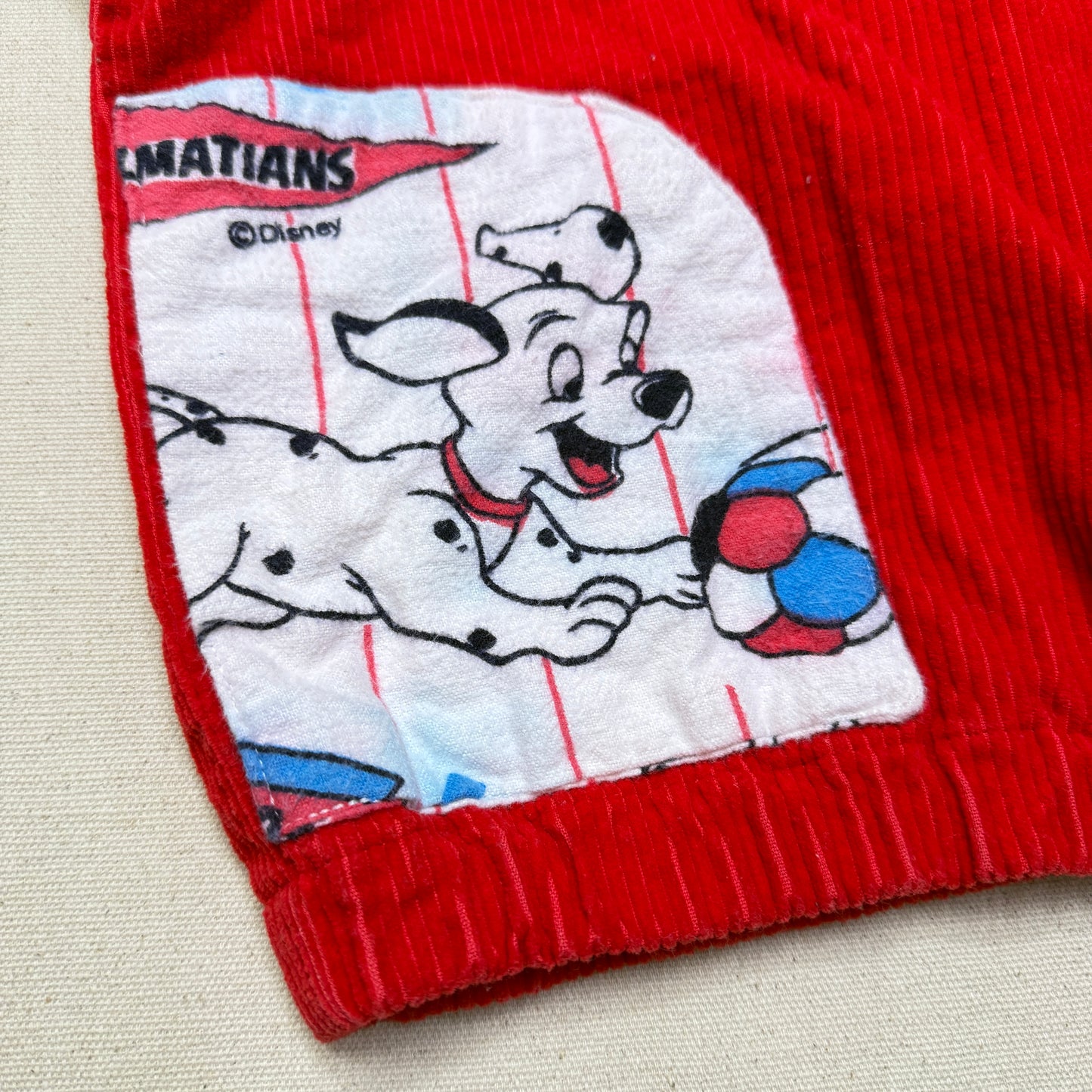 90s Kids Vintage Handmade Dalmatian Loose Fit Overall & Corduroy Zip Up Jacket 2pc Set / 4T 5T