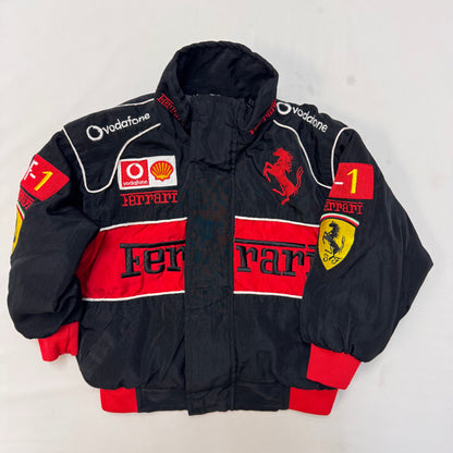 Kids Black Ferrari Zip Jacket Big Logo XS 3Y 4Y 5Y