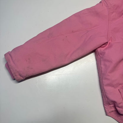 2000s Kids Vintage Pink Carhartt Zip Hooded Fleece Lined Jacket XS 6Y