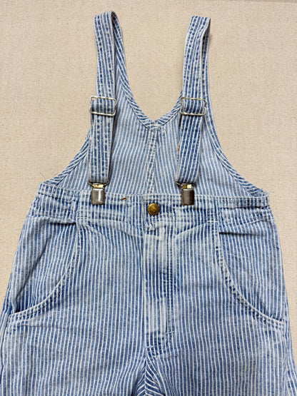 80s 90s Kids Vintage Oshkosh Bgosh Hickory Stripe Suspender Unique Design Slim Straight Overall / 4T 5T / Made in USA