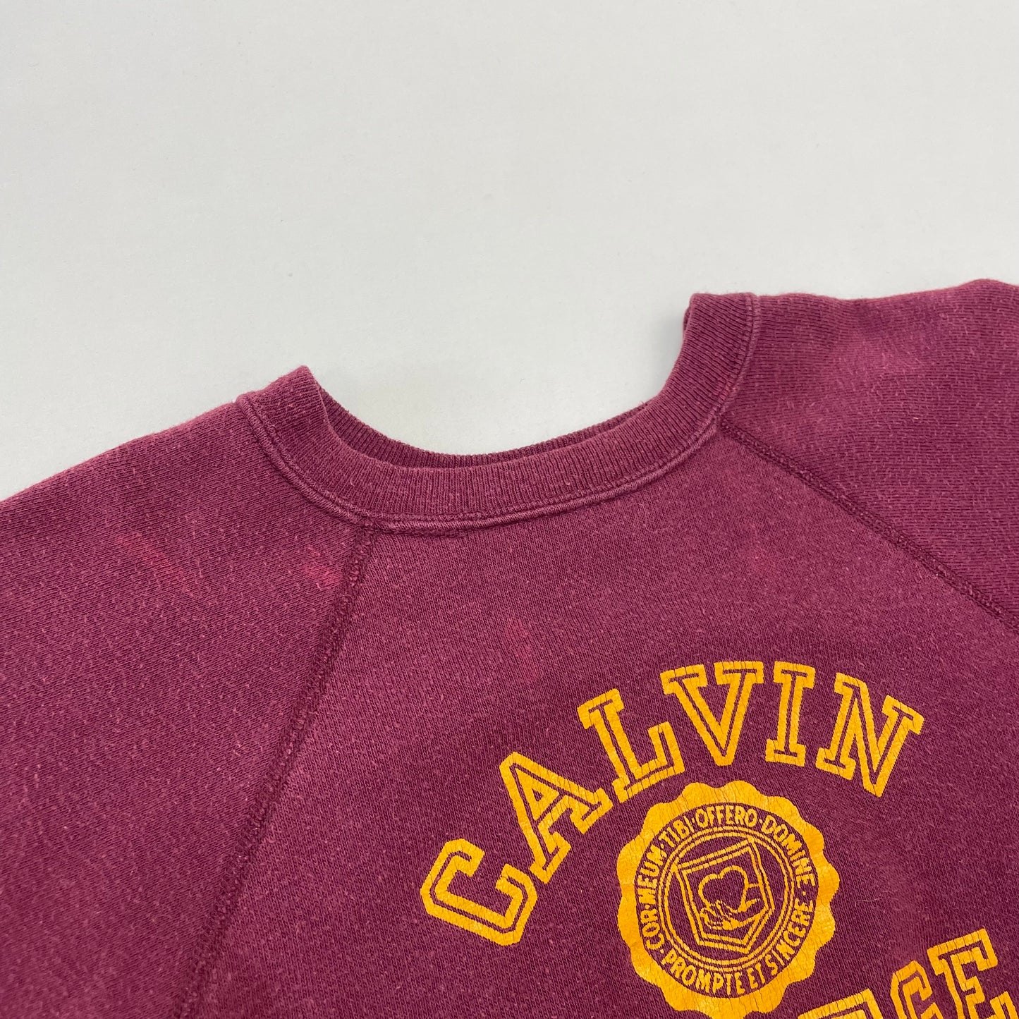 80s Kids Youth Vintage Champion Calvin College Michigan Burgundy Sweatshirt / 8y-10y / Acrylic Cotton / Made in USA