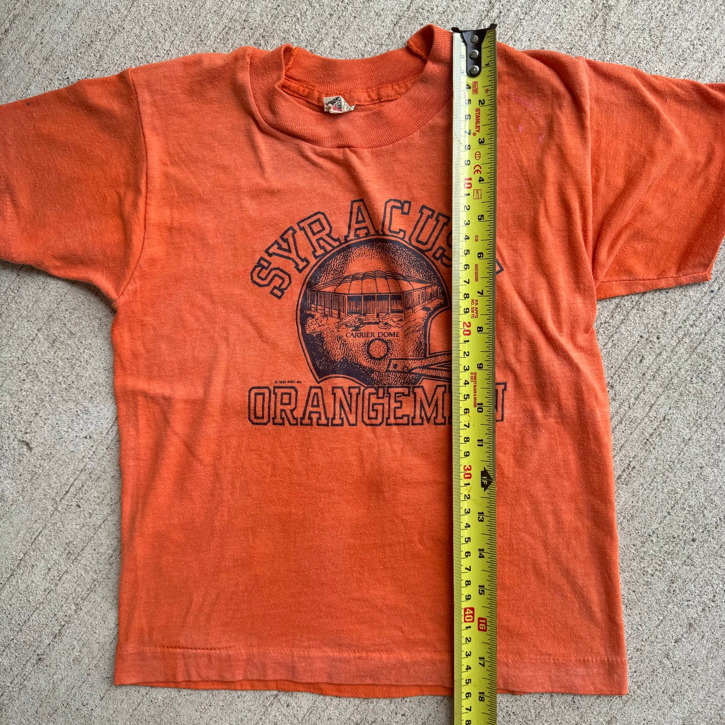 80s Kids Vintage Screen Stars Syracuse Orangemen Football Orange T-shirt 10Y 12Y