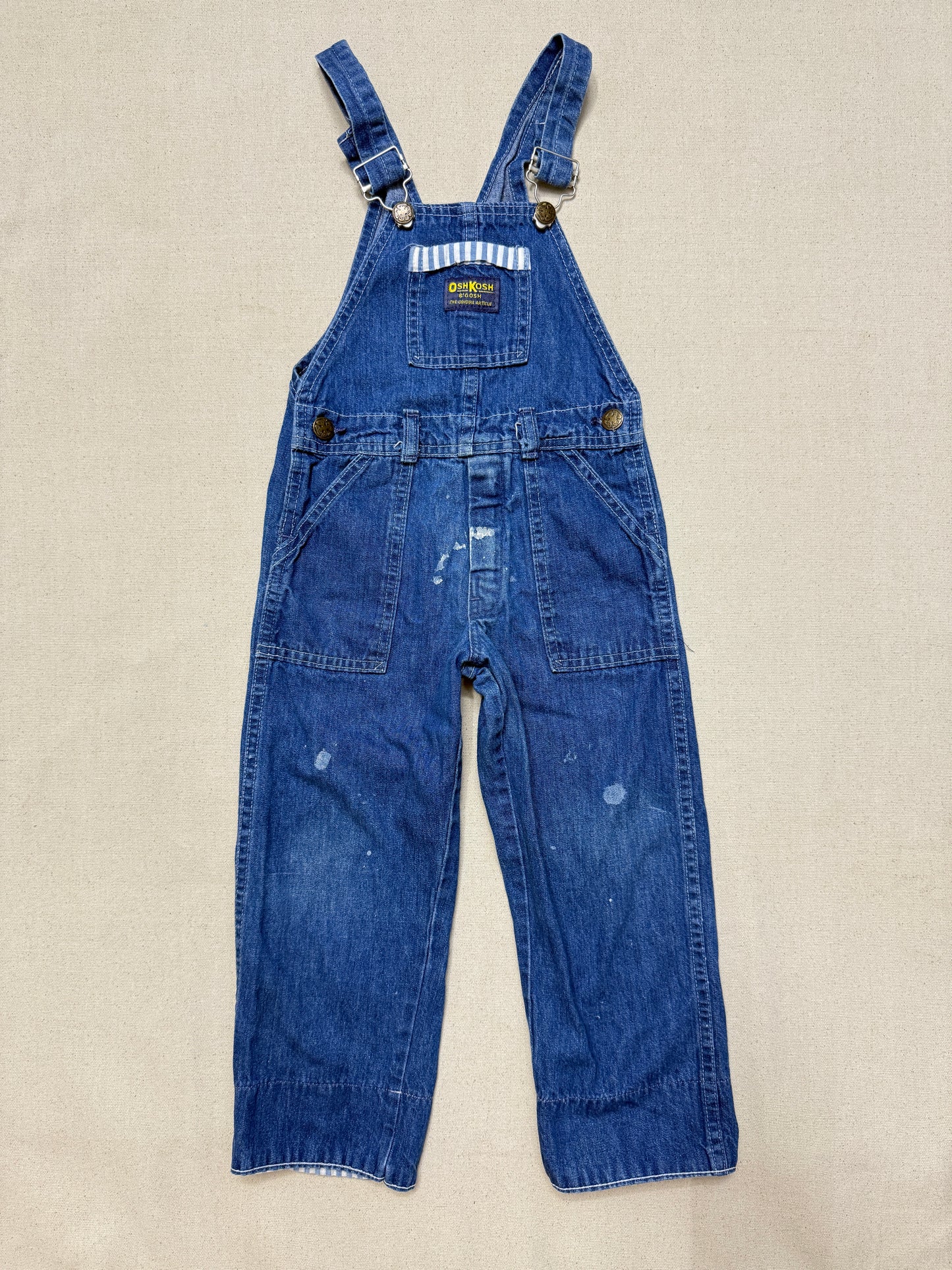 ASIS / 80s Kids Toddler Vintage Oshkosh Bgosh Stripe Pattern Denim Overall / 3T 4T / Made in USA