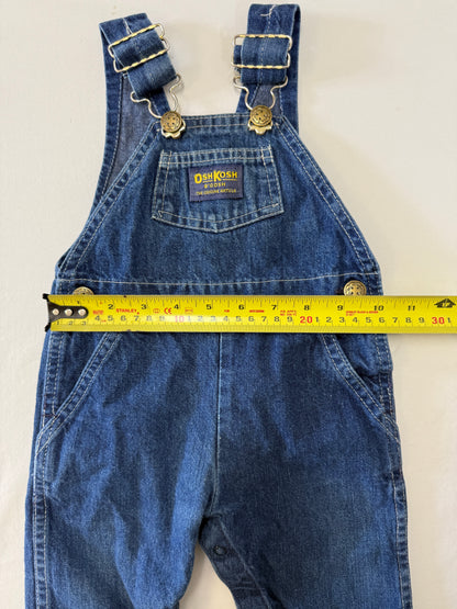 90s Kids Infant Baby Vintage Oshkosh Bgosh Denim Overall and Bears Print Longsleeve Polo Top 2pc Set / 3m 6m 9m / Made in USA