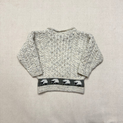 90s Kids Toddler Vintage Sheep Pattern Glencroft Pure Wool irish Fisherman Knit Sweater / 2T 3T
