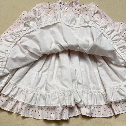 80s 90s Kids Toddler Vintage Martha's Miniatures Heart AOP Lace Raffle Volume dress / 5y 6y 7y