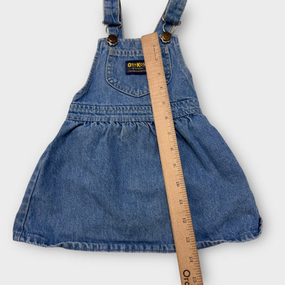 90s Kids Toddler Oshkosh Denim 100% Cotton Dress With Adjustable Straps 18m 2T Made In USA