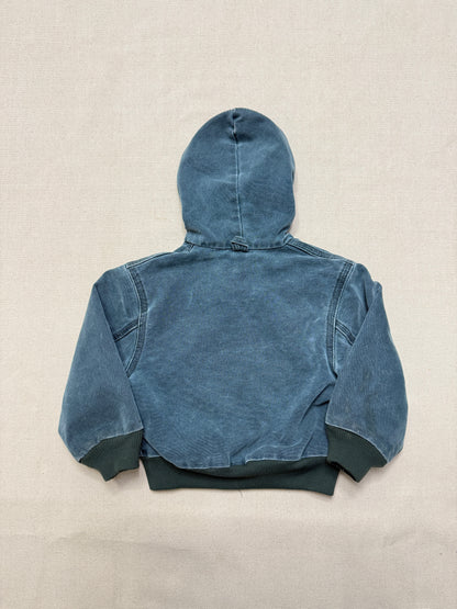 1999 90s Kids Toddler Vintage Carhartt Dark Green Quilted Lined Hooded Active Jacket / 2T 3T 4T