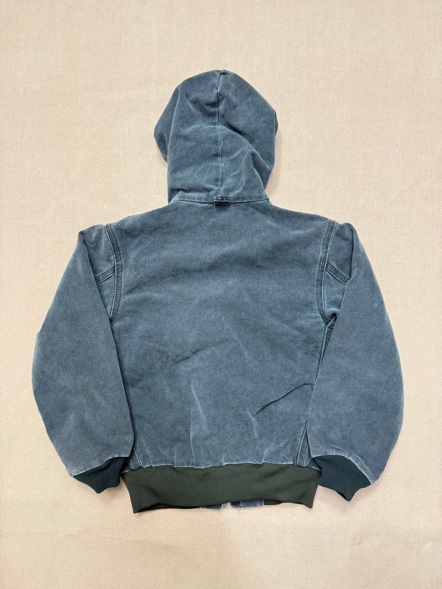 2002 Kids Youth Vintage Carhartt Dark Green Quilted Lined Hooded Active Jacket / 7y 8y 9y