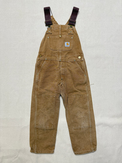 90s/2000 Kids Toddler Vintage Carhartt Canvas Double Knee Bib Light Brown Overall / 4T 5T 6y
