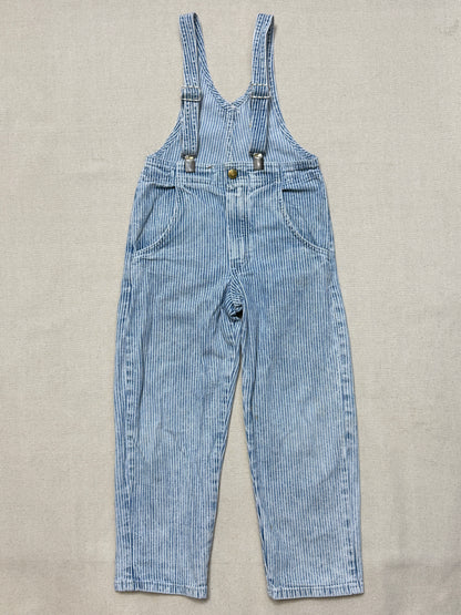 80s 90s Kids Vintage Oshkosh Bgosh Hickory Stripe Suspender Unique Design Slim Straight Overall / 4T 5T / Made in USA