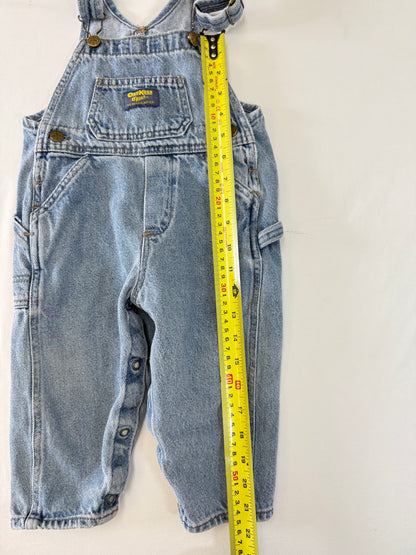 90s Kids Toddler Infant Vintage Oshkosh Bgosh Tshirt and Denim Overall 2pc Set / 12m 18m 24m / Made in USA set