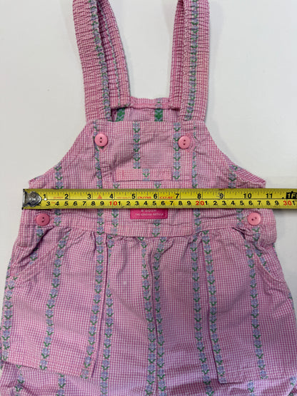 ASIS / 90s Kids Toddler Vintage Oshkosh Bgosh Froral Stripe Pattern Pink Shortall / 2T 3T