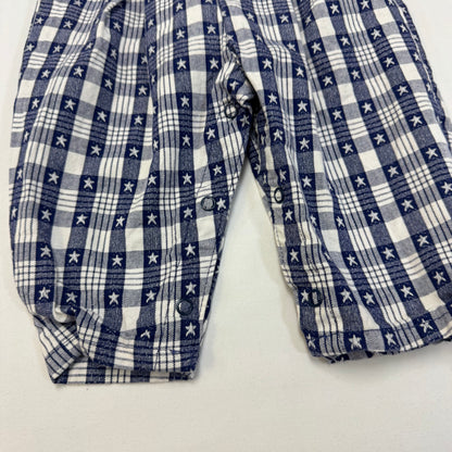 90s Kids Toddler Infant Vintage Baby B’Gosh Oshkosh 2 Piece Set Navy White Star Pattern Overall White T-shirt/ 3m 6m 24m/ Made in USA