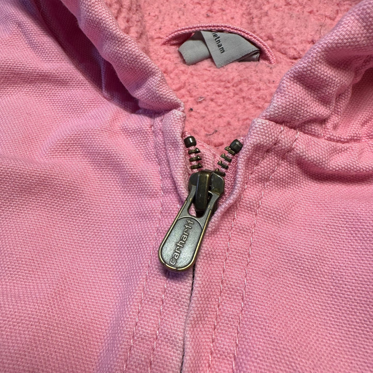 2000s Kids Vintage Pink Carhartt Zip Hooded Fleece Lined Jacket S 7Y 8Y