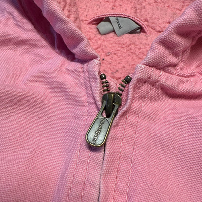 2000s Kids Vintage Pink Carhartt Zip Hooded Fleece Lined Jacket S 7Y 8Y