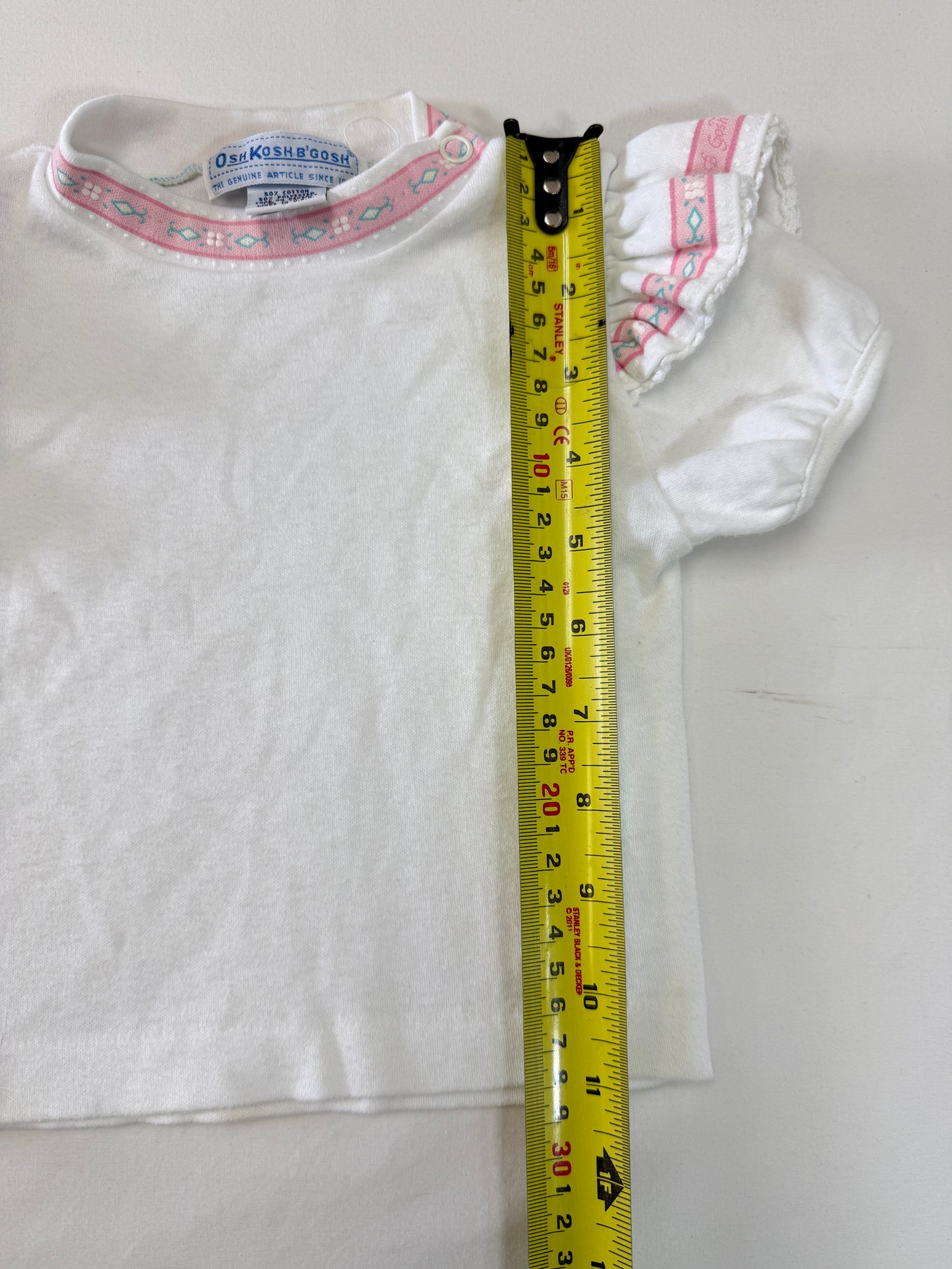 90s Kids Infant Baby Vintage Oshkosh Bgosh Rabitt AOP Overall and Raffle  Sleeve Tshirt 2pc Set / 3m 6m 9m / Made in USA set